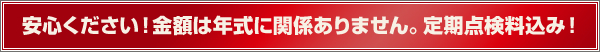 安心ください！金額は年式に関係ありません。定期点検料込み！